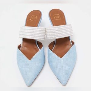 Malone Souliers Blue Raffia Maisie Mules Size 41
